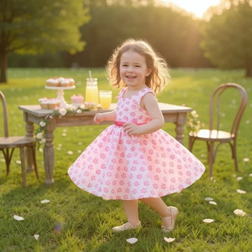Pink Floral Kids Formal Dress